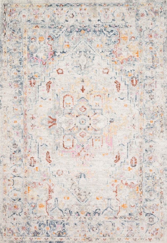 Distressed Clara Area Rug by Loloi, Light Gray/Multi, 5'3"x7'7"