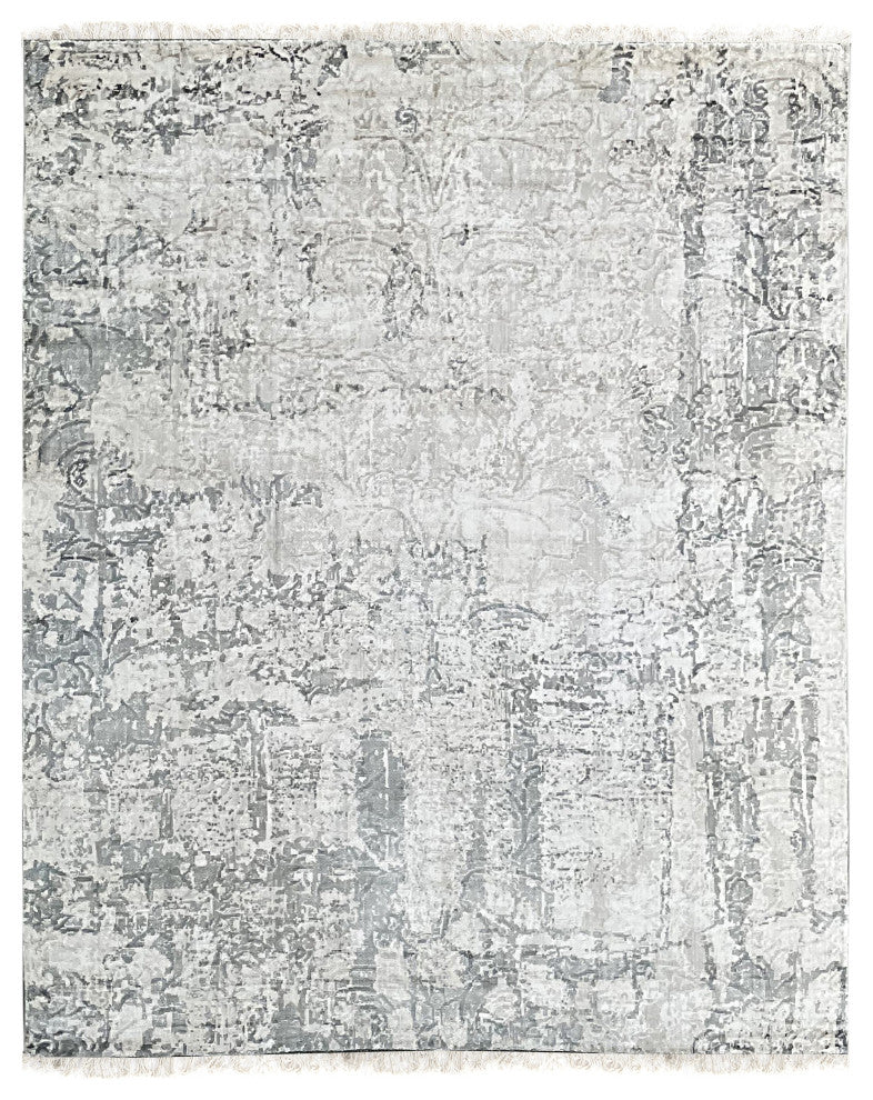 Hand-Knotted Wool Ivory/Gray Transitional Modern Modern Rug, 7' X 9'