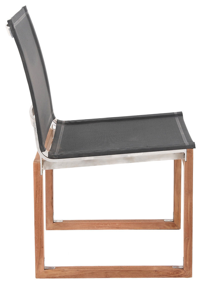 Tulum Waterproof Fabric Mesh Outdoor Patio Dining Side Chair, Black, Side Chair