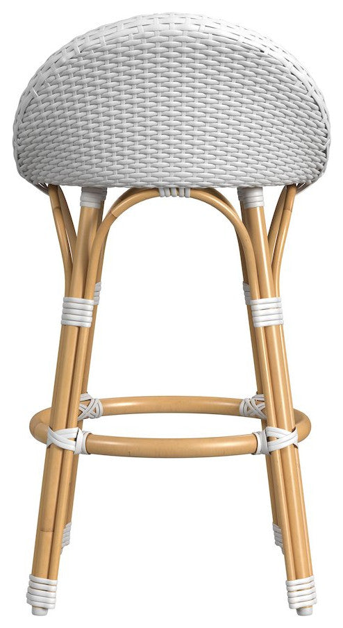24 in. Seat Height Outdoor Rattan and Metal Low Back Counter Stool