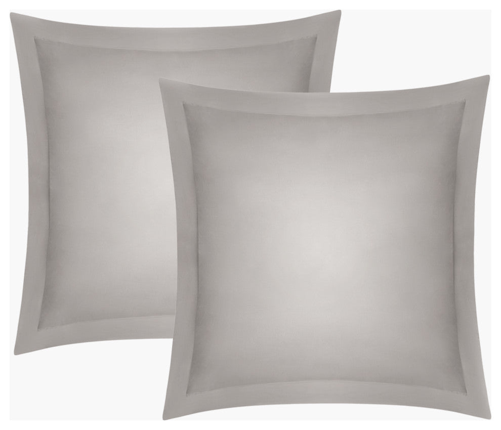 Delara 100% Eucalyptus Lyocell Tencel Euro Sham Set of 2, 26"x26", Dove