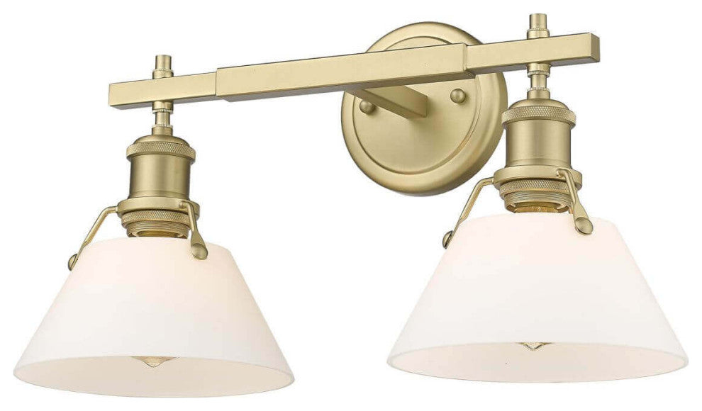 2 Light 18" Bath Vanity, Brushed Champagne Bronze With Opal Glass Shade