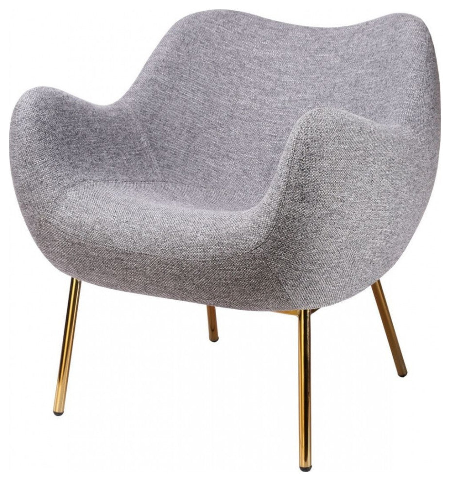 29" Plush Gray and Gold Comfy Accent Chair