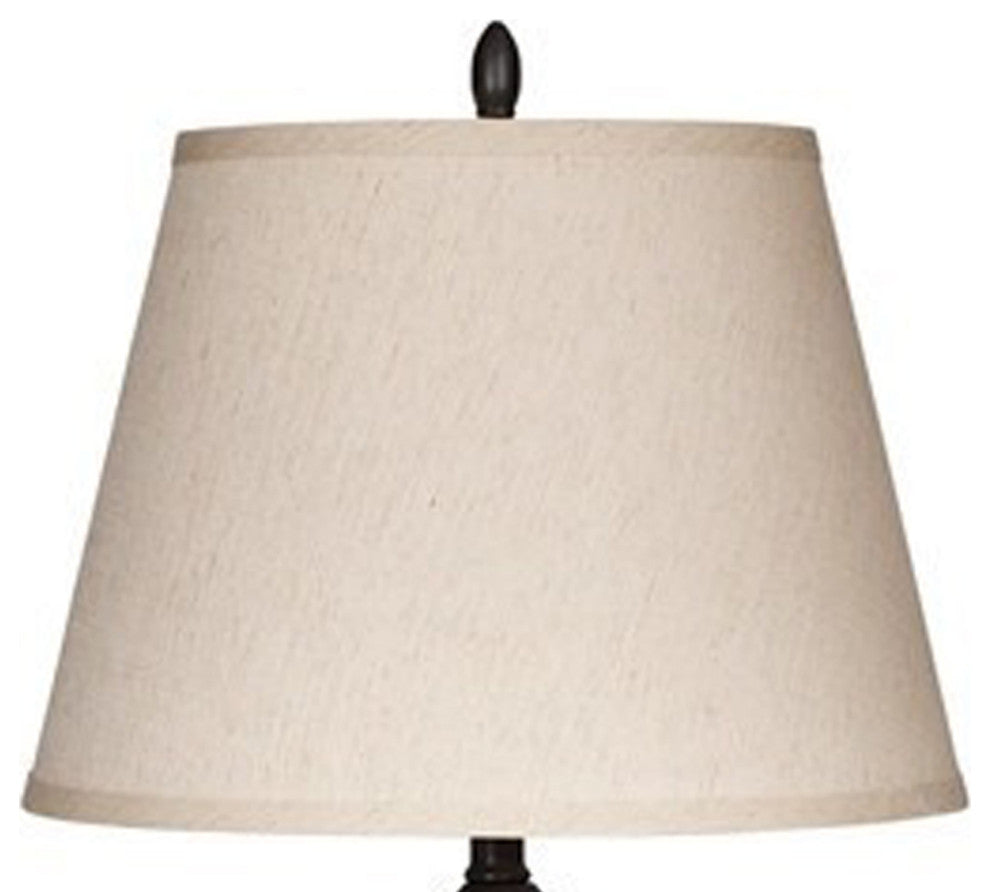 Benzara BM227372 Fabric Shade Metal Frame Table Lamp ,Set of 2, Cream & Bronze