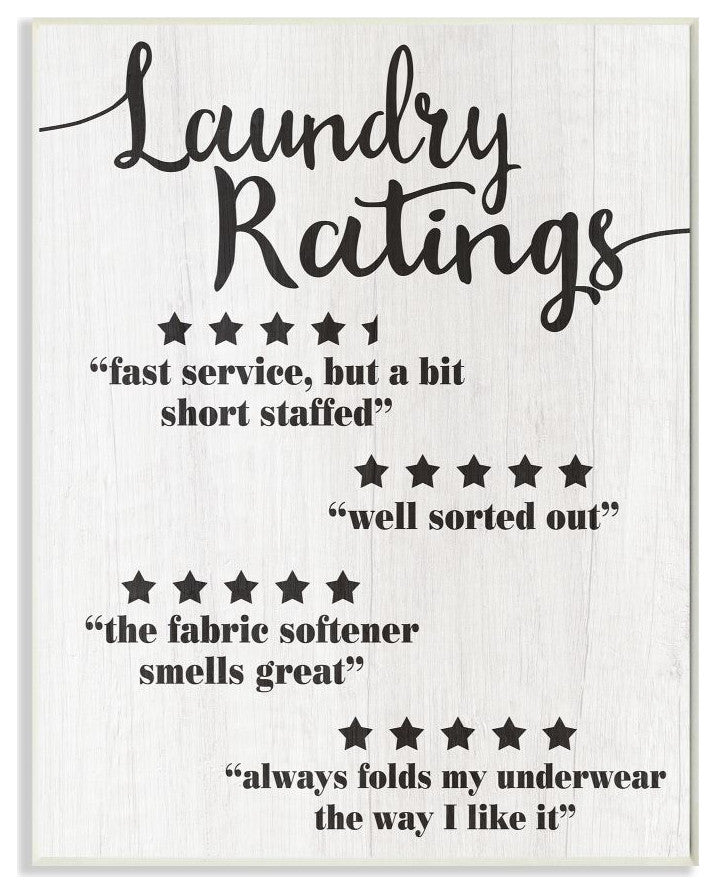 Stupell Industries Laundry Rating Five Star Bathroom Funny Word Design, 10 x 15