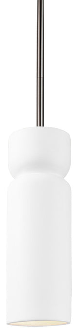Radiance Tall Hourglass Pendant, Gloss White, Brushed Nickel, Rigid Stem, E26