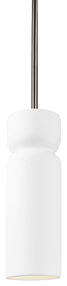 Radiance Tall Hourglass Pendant, Gloss White, Brushed Nickel, Rigid Stem, E26