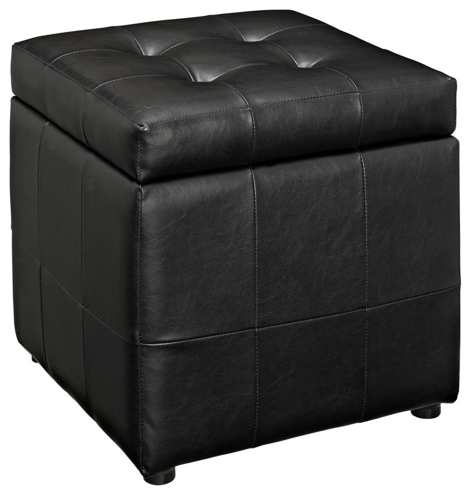 Modern Contemporary Living Room Storage Ottoman Black