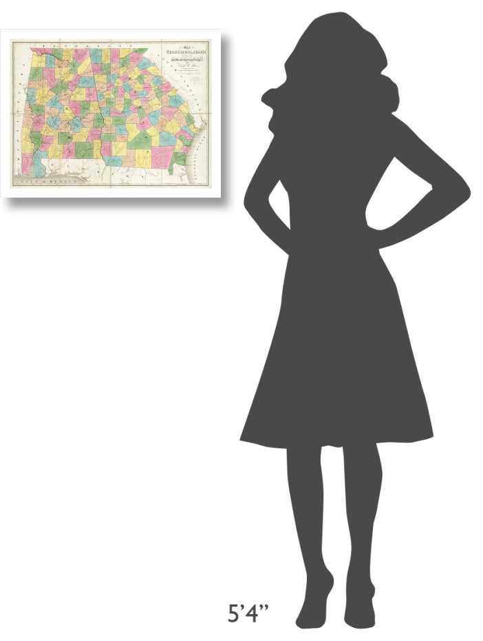"Map of Georgia & Alabama, 1839" Digital Paper Print by David H. Burr, 24"x19"