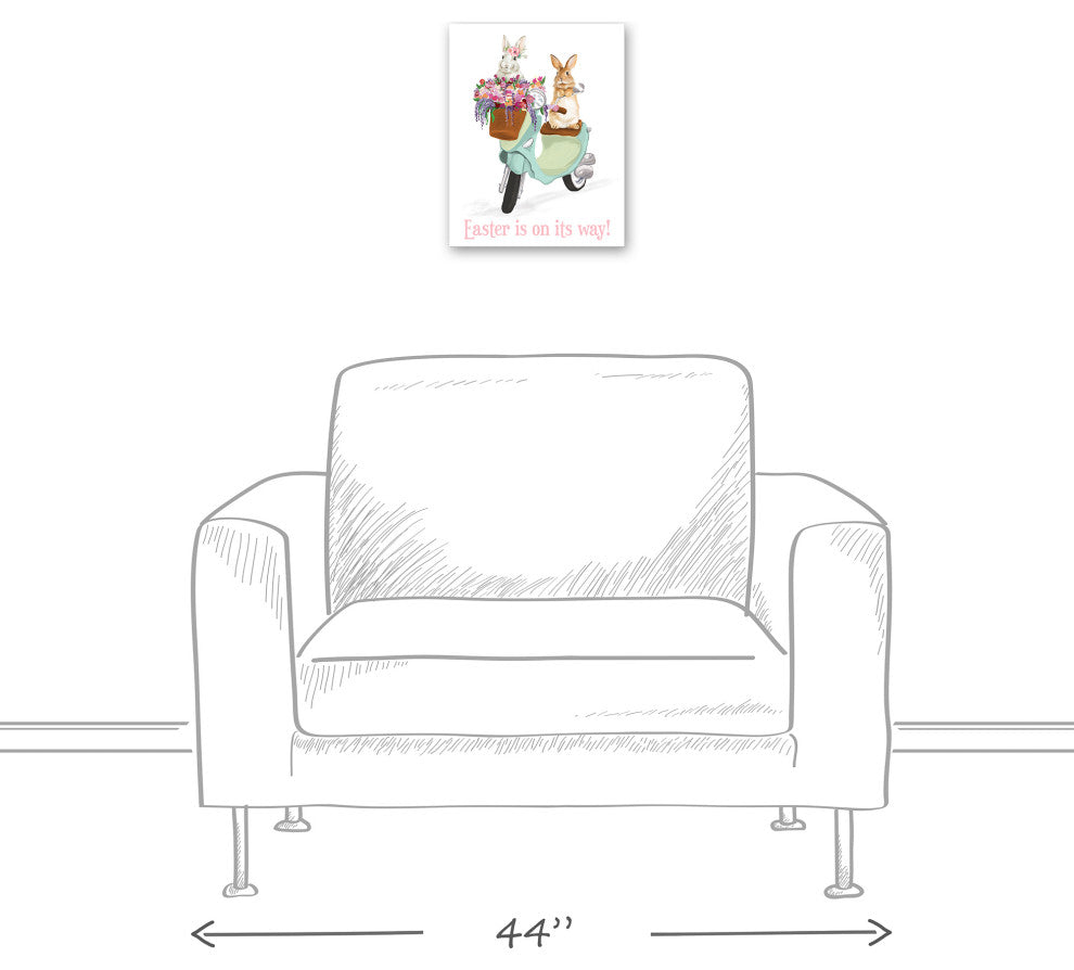 Easter's On Its Way Scooter 11x14 Canvas Wall Art
