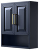 Daria Bathroom Wall-Mounted Storage Cabinet in in Dark Blue w/ Brushed Gold Trim