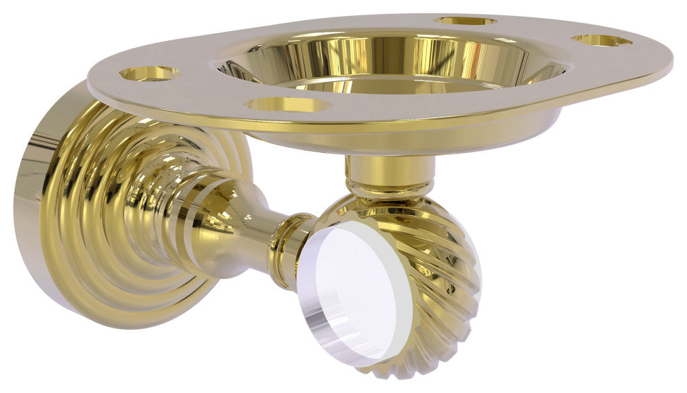 Pacific Grove Twisted Tumbler and Toothbrush Holder, Unlacquered Brass