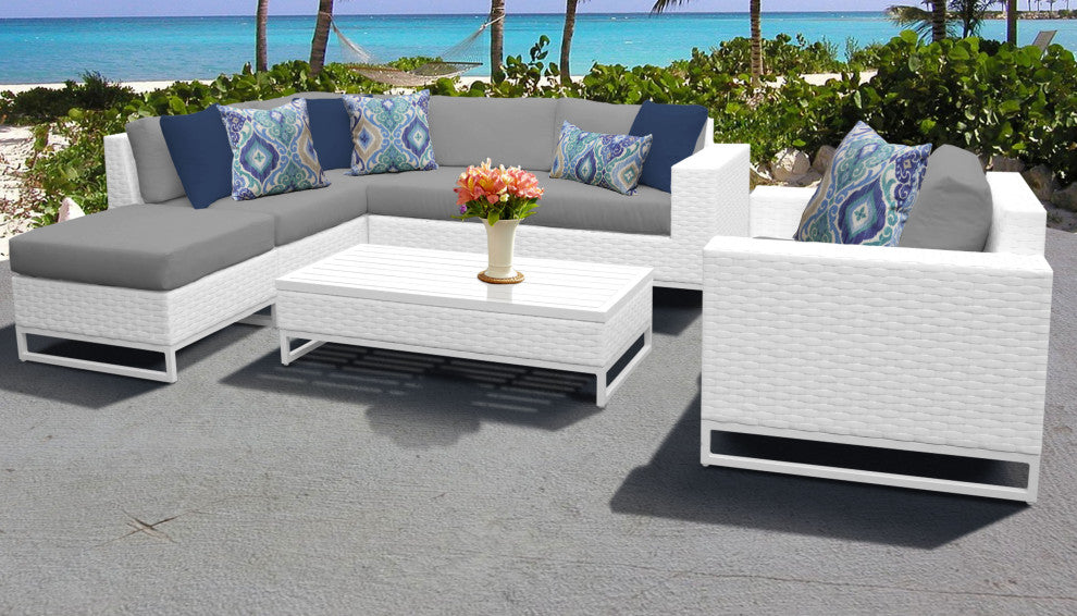 Miami 7 Piece Outdoor Wicker Patio Furniture Set 07f