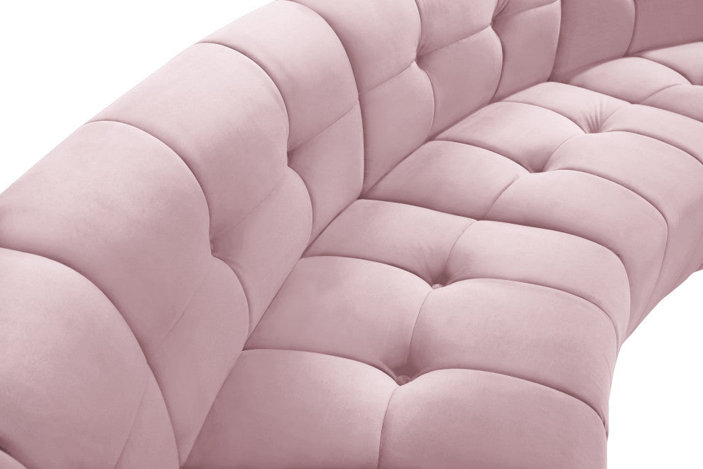 Limitless Velvet Upholstered 3-Piece Modular Sectional, Pink