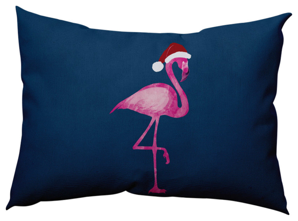 Snow Bird Decorative Throw Pillow, Navy, 14"x20"