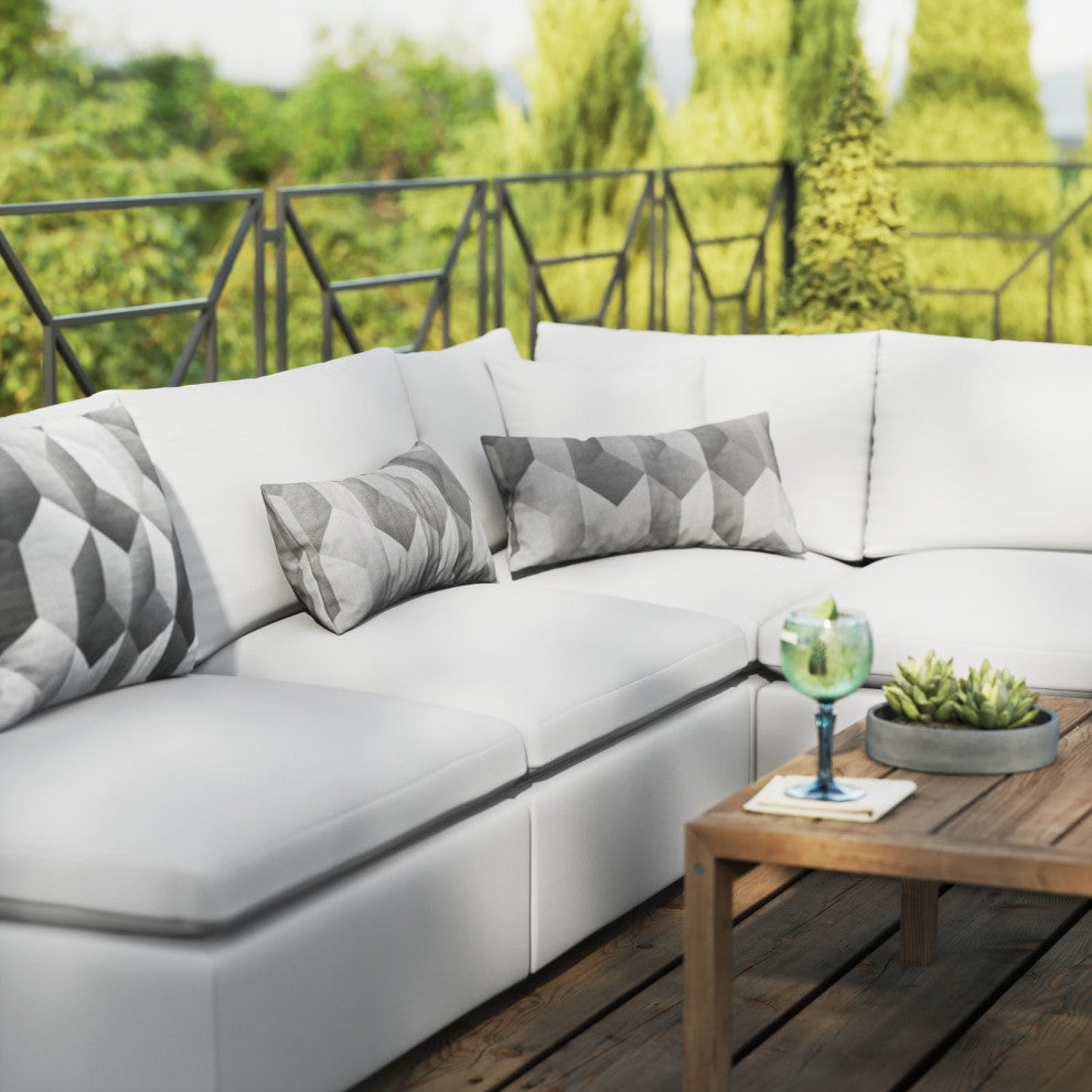Modular Lounge Sectional Deep Sofa Set, White, Modern, Outdoor Hospitality