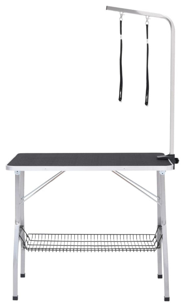 vidaXL Dog Grooming Table Adjustable Arm Foldable Dog Bath Table with 2 Loop