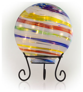 Alpine Colorful Gazing Globe With LED Lights, 10"Tall