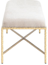 Valley Upholstered Bench, Beige, 54" W x 18" D, Gold, Chenille Fabric