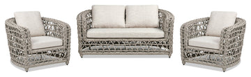 Everly 3-Piece Olefin Rope Woven Barrel Deep Seating Patio Conversation Set, Oat Beige Axroma Olefin