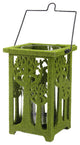 Moss Covered Tree Cut-Out Pillar Candle Lantern, Green, 13.75"