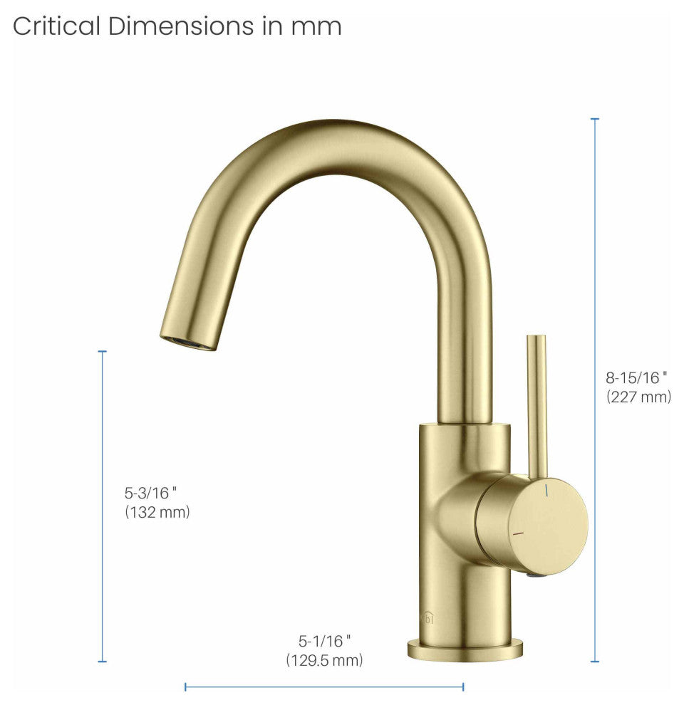 Circular Single Handle High-arc Bathroom Sink Faucet With Drain, Brushed Gold
