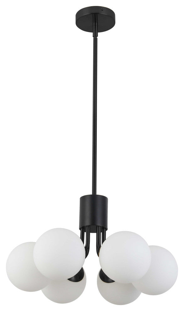Amanda Contemporary 6 Light Matte Black White Metal Pendant