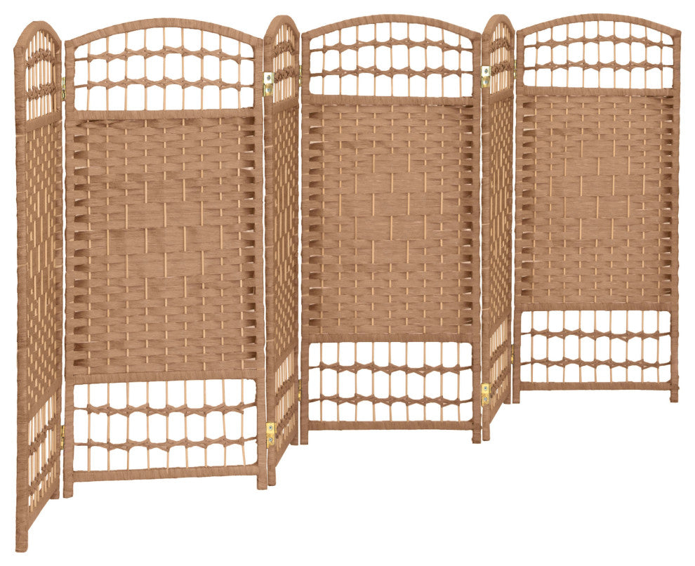 3 ft. Short Fiber Weave Room Divider Natural 6 Panels