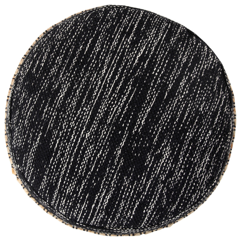 Modern Boho Striped Jute Pouf Ottoman