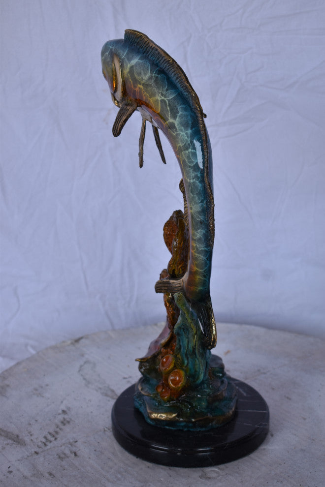 Dorado or Mahi Mahi With Coral Bronze Statue Size: 5"L x 10"W x 19"H