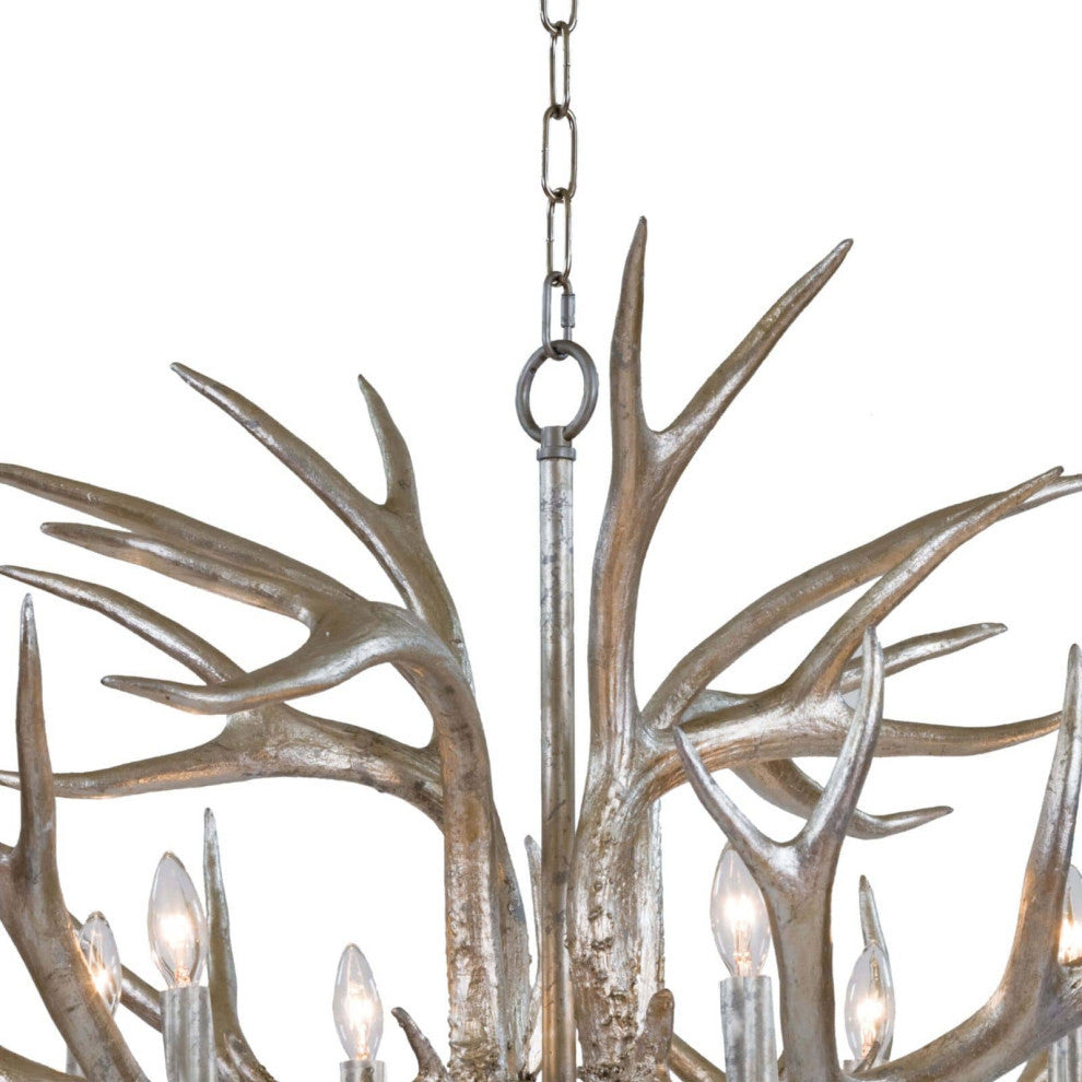 Antler Chandelier, Ambered Silver Leaf
