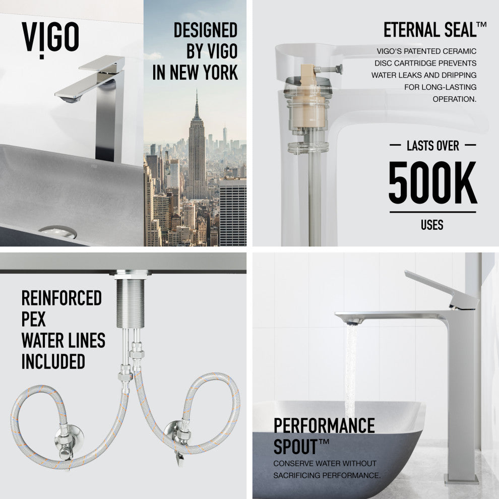 VIGO Dunn 11" H Single Handle Single Hole Bathroom Vessel Faucet, Chrome