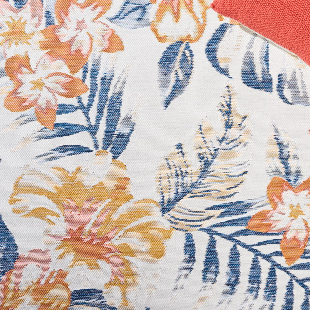 Safavieh Sunrise Collection SUN671 Indoor-Outdoor Rug, Ivory/Rust Blue, 6'7" Square