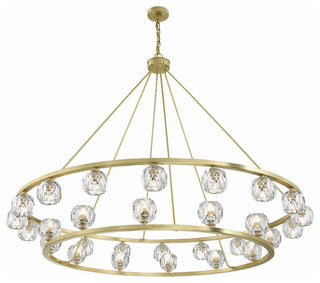 Aragon 30-Light Soft Brass Chandelier, Faceted Cut Crystal