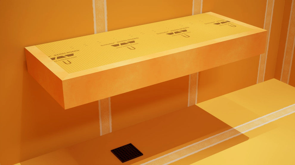 The Original™ Floating Shower Bench Kit with Orange Waterproof XPS Foam Board, 12x18