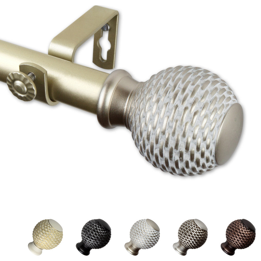 Wicker 1" Curtain Rod, Light Gold, 28-48"