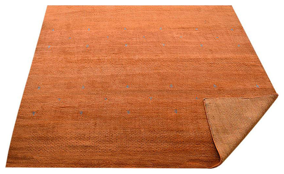 HAND KNOTTED LOOM WOOL ECO-FRIENDLY AREA RUGS - Square, Orange, Contemporary