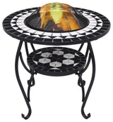 vidaXL Mosaic Fire Pit Table Black/White 26.8" Ceramic
