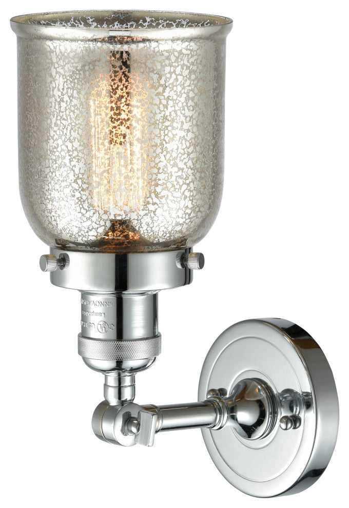 1-Light Small Bell 5" Sconce, Polished Chrome, Glass: Silver Mercury