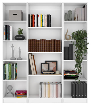Torrey 3 Piece Living Room Set with 3 Bookcases, White