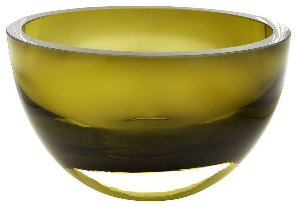 Penelope Olive Green Mouth Blown European Lead Free Crystal 6" Bowl