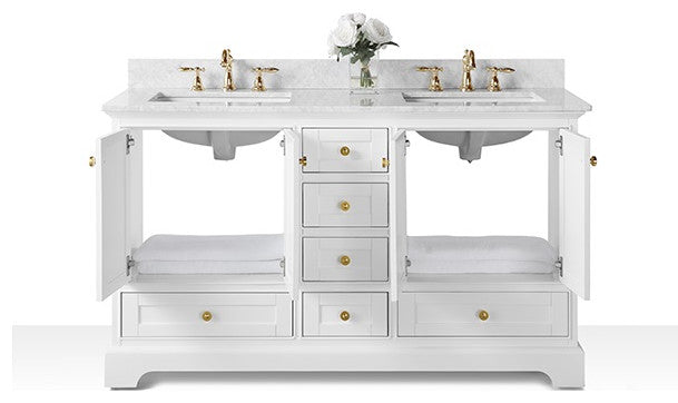 Audrey Vanity Set, White, 60", Gold Hardware, No Mirror