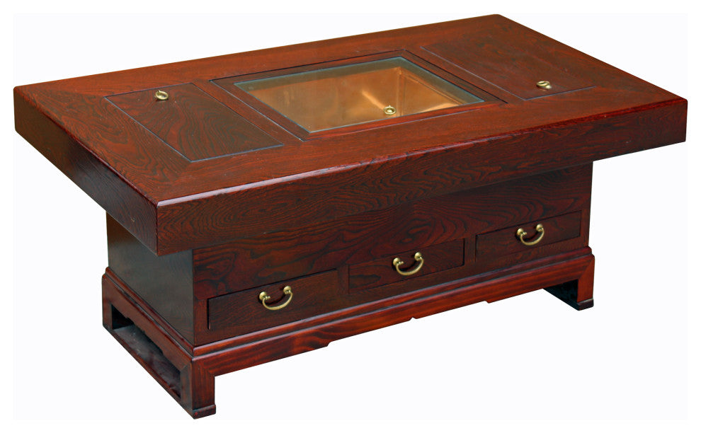 Oriental Rectangular Bold Thick Wood Drawers Coffee Table Hcs5305
