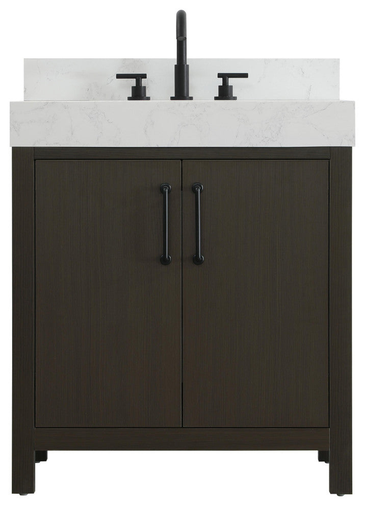 Home Living 30" Single Bathroom Vanity, Mocha Brown With Backsplash