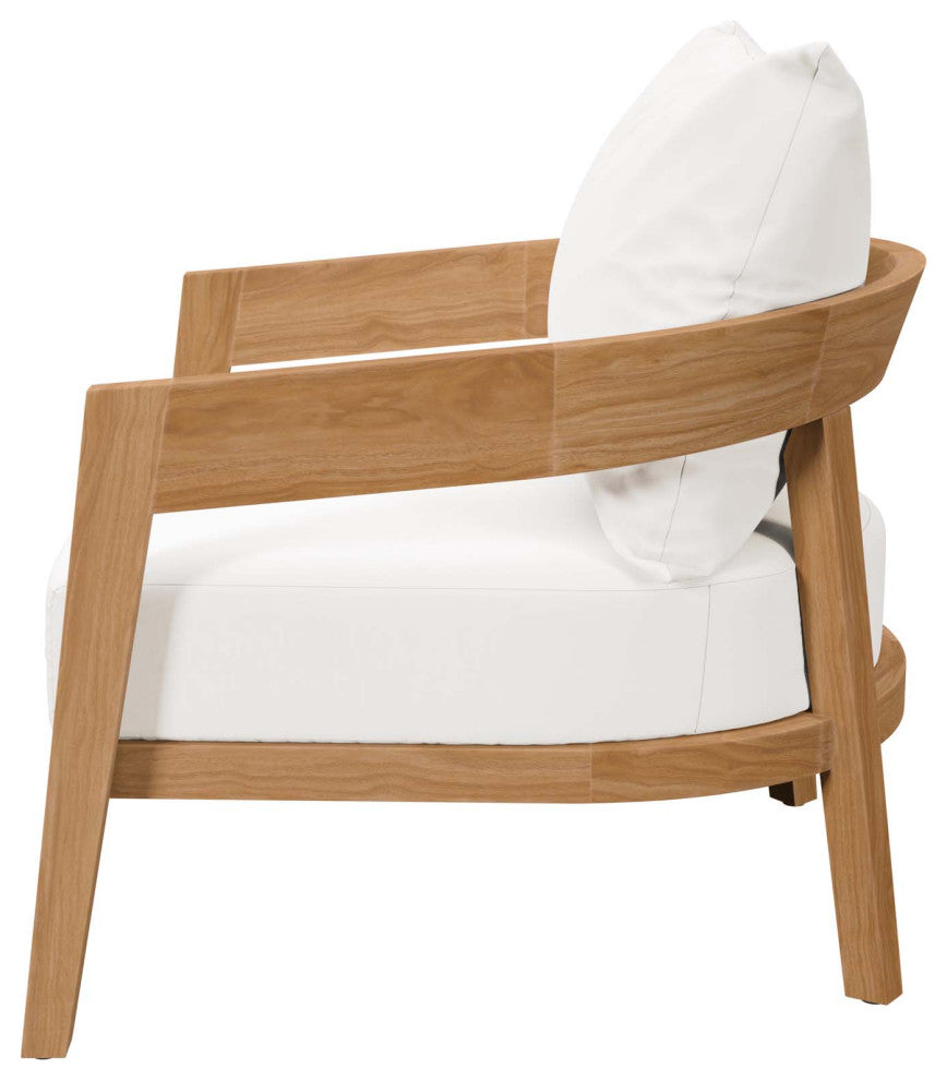 Lounge Chair Table Set, White Natural, Teak Wood, Modern, Outdoor Hospitality