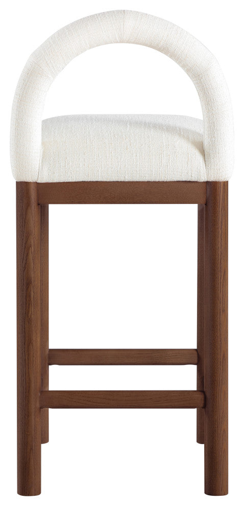 Conrad Upholstered Bar and Counter Stool, Cream, Linen Textured Fabric, Brown