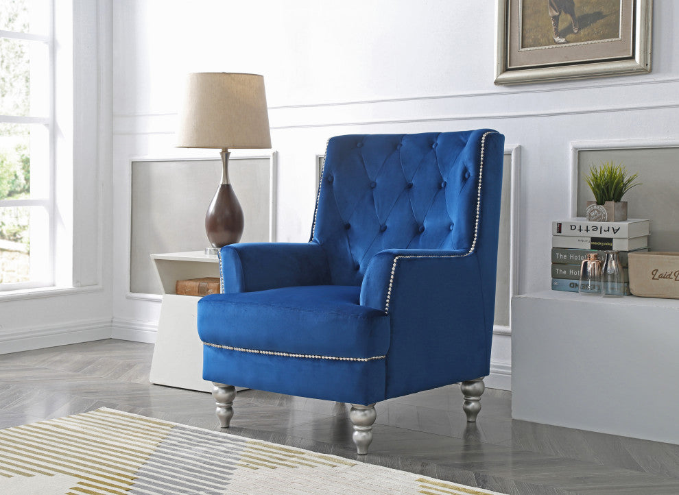 Pamona Navy Blue Velvet Chair