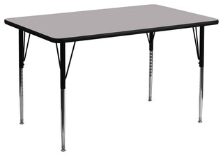 24''Wx48''L Gray Thermal Laminate Activity Table-Adjustable Legs