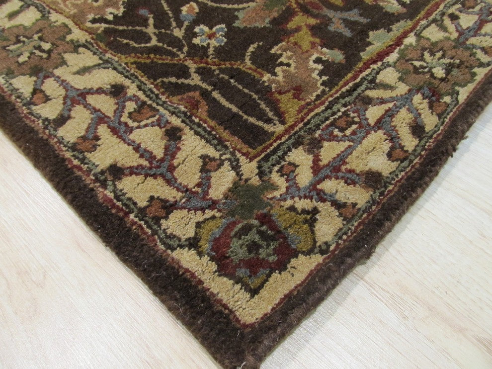 EORC Hand-tufted Wool Brown Traditional Oriental Morris Rug, Rectangular 4'x6'
