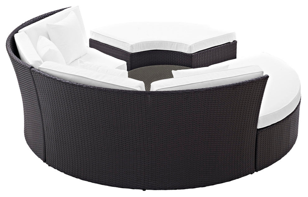 Espresso White Convene Circular Outdoor Patio Daybed Set